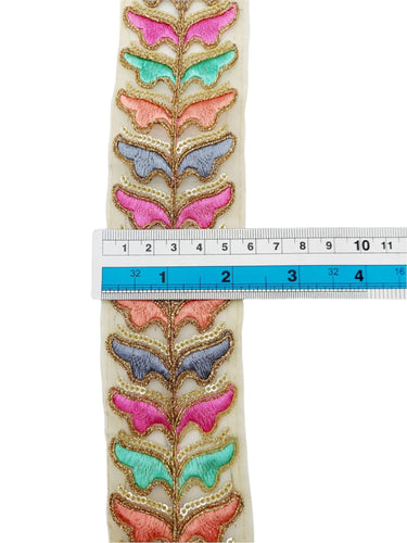 Sheer Gold Tissue Embroidered Trim, Decorative Trim, Trim By Yard Indian Sari Border Sequin Trimming